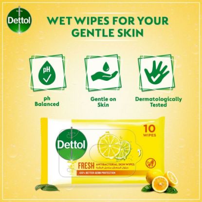 Picture of Dettol Fresh Antibacterial Skin Wipes 10pcs