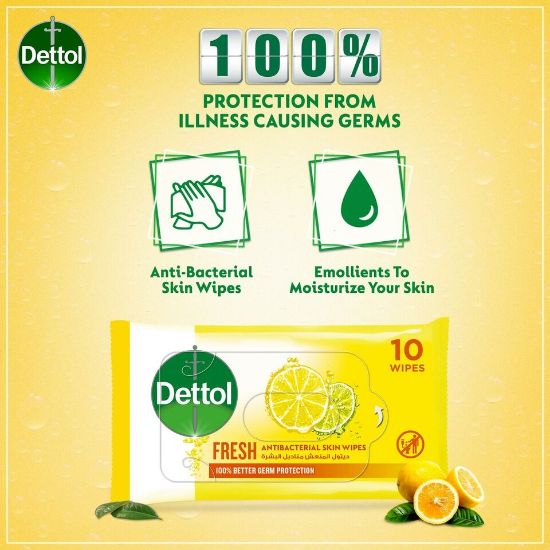 Picture of Dettol Fresh Antibacterial Skin Wipes 10pcs