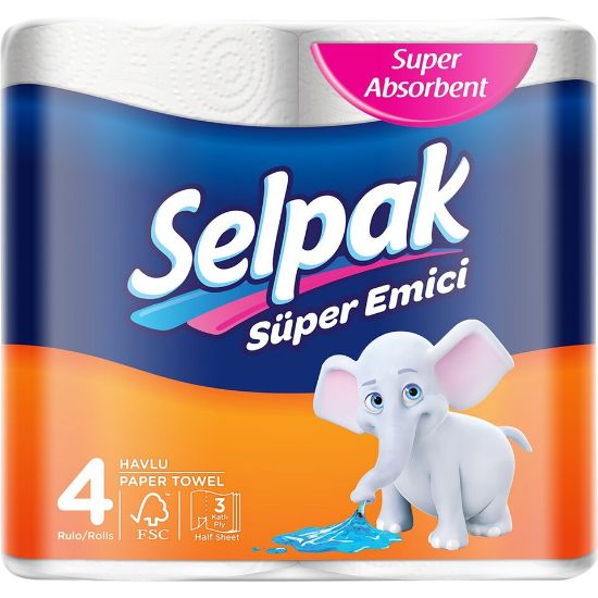 Picture of Selpak Super Absorbent Kitchen Paper Towel 80 Sheets x 3ply 4pcs