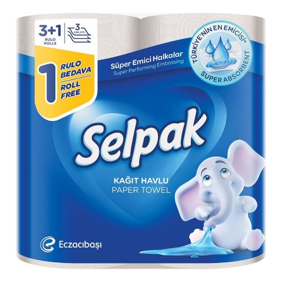 Picture of Selpak Super Absorbent Kitchen Paper Towel 3ply 4 x 80 Sheets