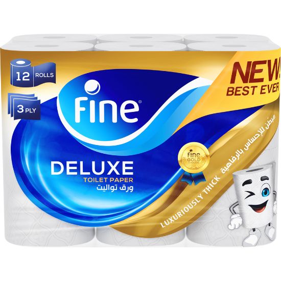 Picture of Fine Deluxe New & Improved Flushable Toilet Paper 3ply 12 Rolls