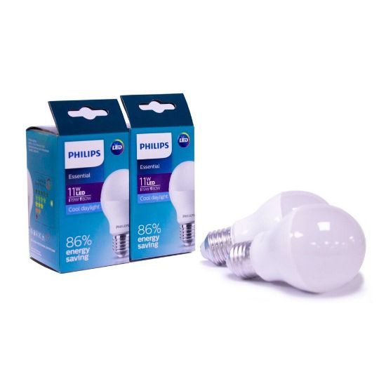 Picture of Philips Essential LED Bulb 2pcs 11W E27 6500K Cool Day Light