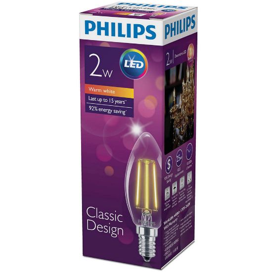 Picture of Philips LED Bulb Filament 2-25W E14 WW B35 ND 1CT APR