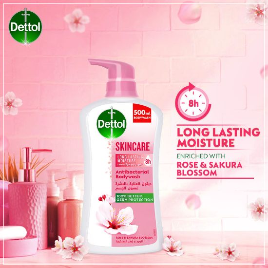 Picture of Dettol Skincare Showergel & Bodywash Rose & Sakura Blossom Fragrance 500ml