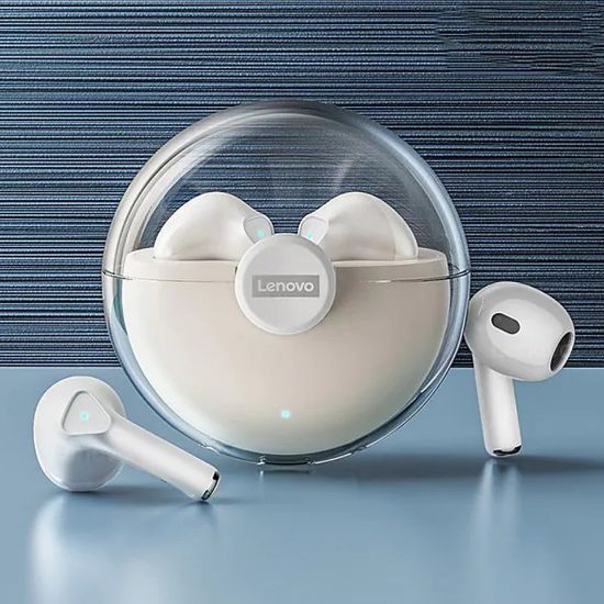 Picture of Lenovo LP80 True Wireless Headphones TWS Earbuds Bluetooth5.0 Ergonomic Design White