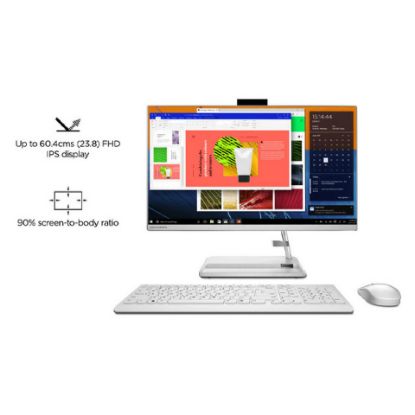 Picture of Lenovo IdeaCentre AIO 3-F0G100HFAX All-in-One Desktop – Ryzen 5 2.1GHz 8GB 512GB Win11 23.8inch FHD White English/Arabic Keyboard