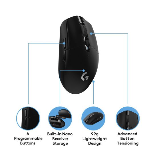 Picture of Logitech G305 LIGHTSPEED Wireless Gaming Mouse - BLACK - USB