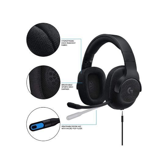 Picture of Logitech G433 Wired Surround Gaming Headset, Triple Black