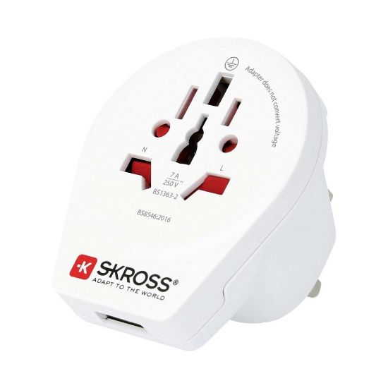 Picture of Skross 1500267 Travel adapter Country Adapter World to UK USB