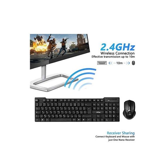 Picture of Trands 2.4G Wireless Keyboard and Mouse Combo Chocolate key Ergonomic design KB110