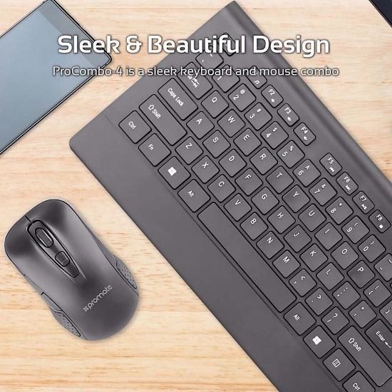 Picture of Promate ProCombo-4 Ultra-Slim Ergonomic Wireless Keyboard & Mouse Combo