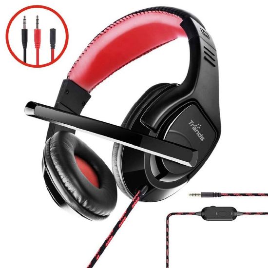 Picture of Trands Gaming Headset with 3.5mm Connector and Audio Y Splitter Cable HS5458