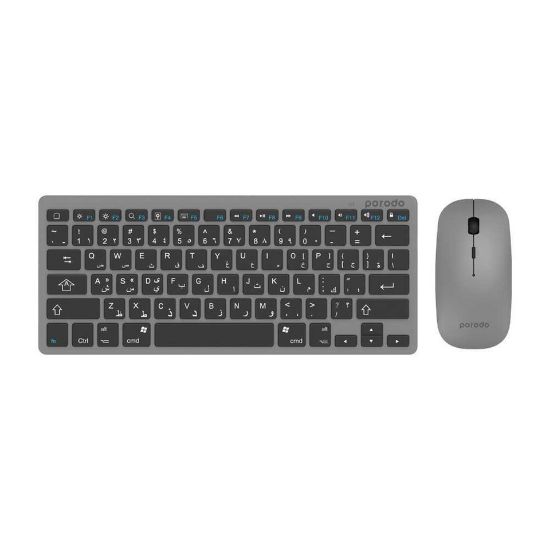 Picture of Porodo Super Slim and Portable Bluetooth Keyboard with Mouse ( English / Arabic ) Gray