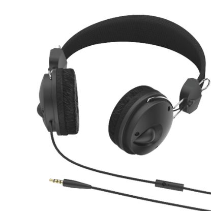 Picture of Hama “Fun4Phone” headphones (184016), on-ear, microphone, cable guide on one side,Black