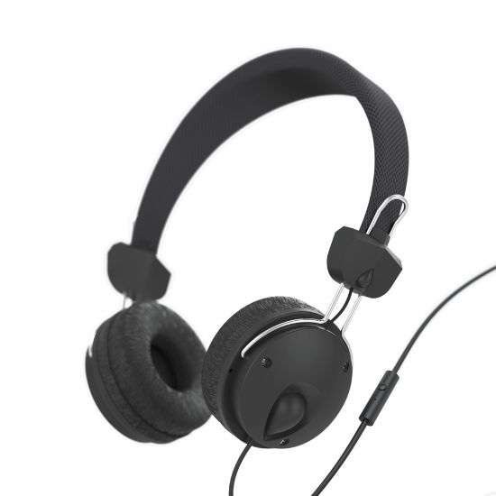 Picture of Hama “Fun4Phone” headphones (184016), on-ear, microphone, cable guide on one side,Black