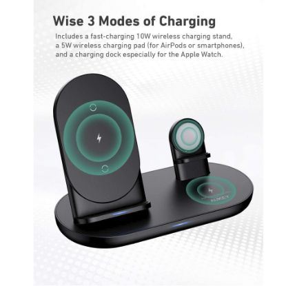 Picture of Aukey LC-A3 3 in 1 AirCore Wireless Charging Station Stand Charging Dock