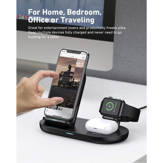 Picture of Aukey LC-A3 3 in 1 AirCore Wireless Charging Station Stand Charging Dock