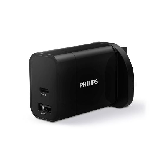 Picture of Philips 30W PD+QC Wall Charger, Black -DLP2621/05