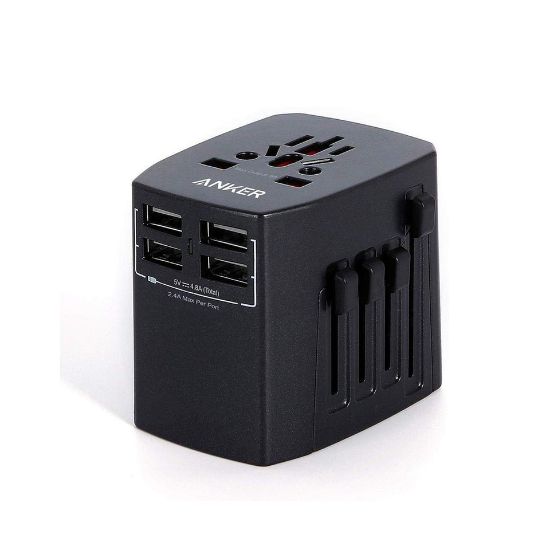 Picture of Anker Universal Travel Adapter with 4 USB Ports Black