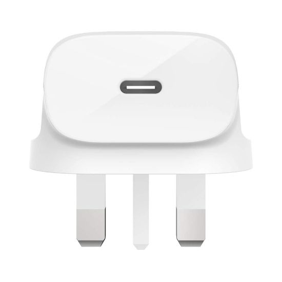 Picture of Belkin BOOST CHARGE USB-C Wall Charger 18W (No Cable) - Power Delivery (PD) Fast Charger, for Airpods, iPhone(F7U096MY) 18W White