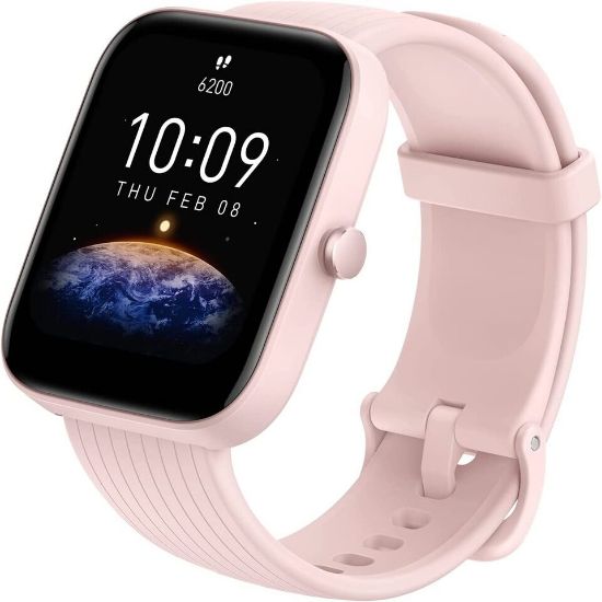 Picture of Amazfit Bip 3 (A2172-BIP-3-PINK) Smart Watch for Android iPhone, Health Fitness Tracker with 1.69" Large Display,14-Day Battery Life, 60+ Sports Modes, Blood Oxygen Heart Rate Monitor, 5 ATM Water-Resistant (Pink)