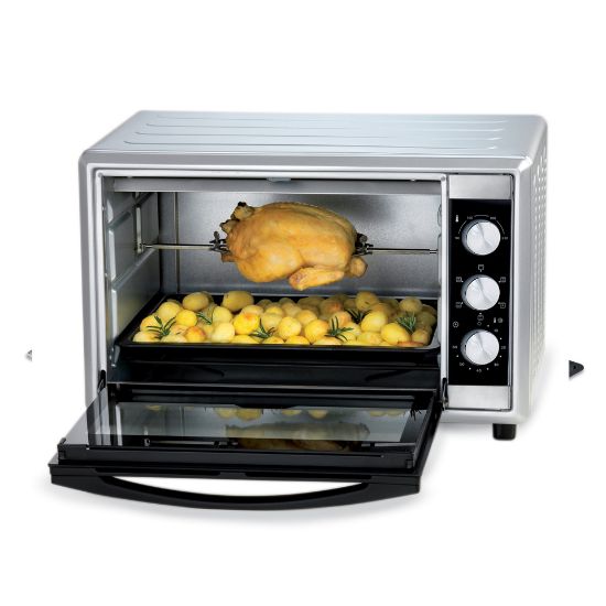 Picture of Kenwood Double Glass Door Home Baking Multifunctional Full-Automatic Large-Capacity Electric Oven with Rotisserie, Silver, 70 litres,2200W, MOM70