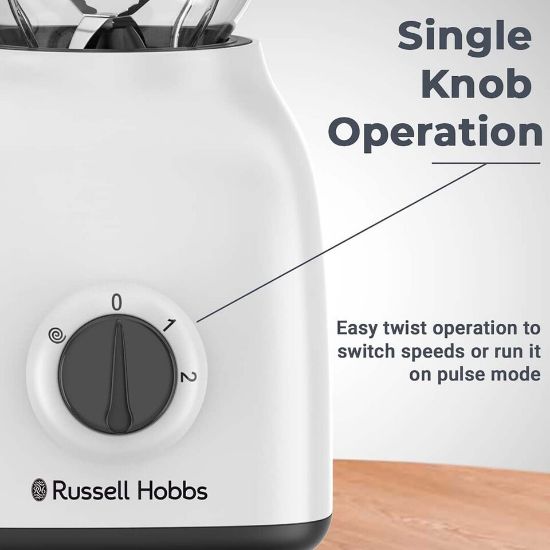 Picture of Russell Hobbs 400W 3 in 1 Blender, Grinder & Multi Chopper Mill, Speeds & Pulse Function, White, BWM102