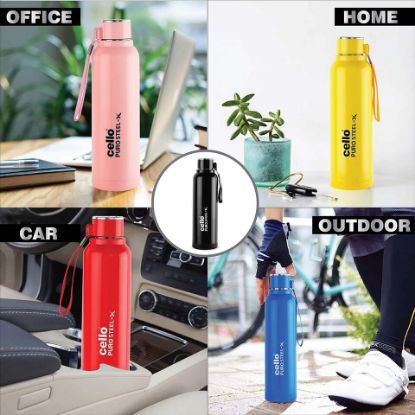 Picture of Cello Stainless Steel Water Bottle Puro X-Benz 600ml Assorted Per Pc