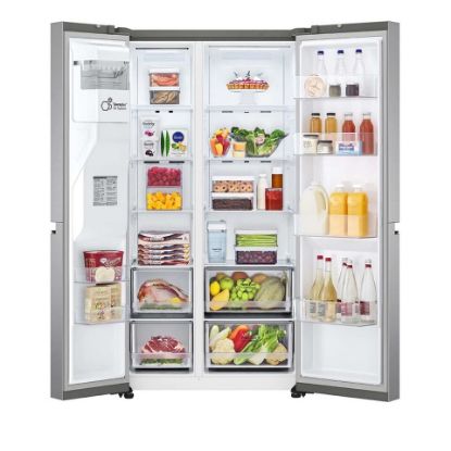 Picture of LG Side by Side Refrigerator GR-L267SLRL 674LTR, Uvo™, Door Cooling, Multi AirFlow, Smart Diagnosis™, Platinum Silver Color