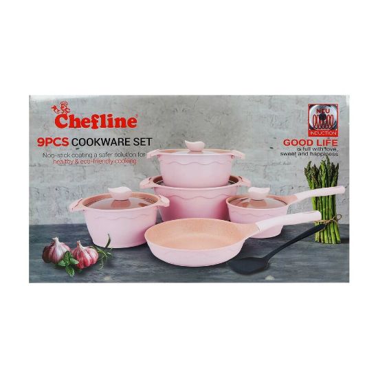 Picture of Chefline Die Cast Cookware Set Alfeta 9pcs Induction Assorted Colors