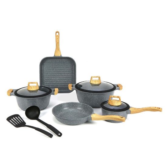 Picture of Chefline Die Cast Cookware Black Marble 10pc Induction Bottom