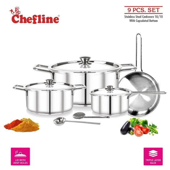 Picture of Chefline Stainless Steel Cookware Set 9pcs Induction