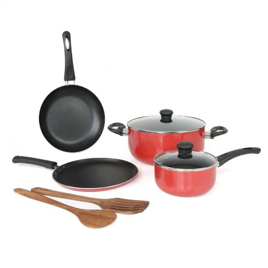 Picture of Chefline Non Stick Cookware Set 8pcs Red RBR India