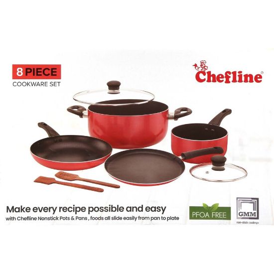 Picture of Chefline Non Stick Cookware Set 8pcs Red RBR India