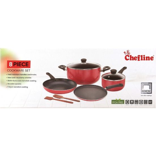 Picture of Chefline Non Stick Cookware Set 8pcs Red RBR India