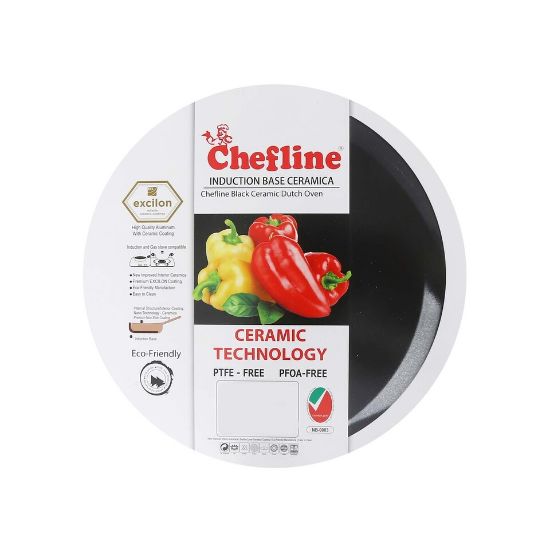 Picture of Chefline DZN30 Induction Base Ceramic Natural Coating Dutch Oven, 30 cm, Red