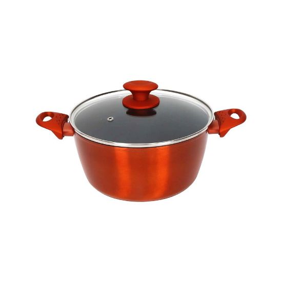 Picture of Chefline DZN24 Induction Base Ceramic Natural Coating Dutch Oven, 24 cm, Red