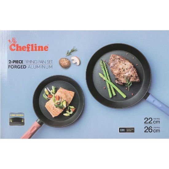 Picture of Chefline Forged Aluminum Fry Pan 2pcs Set 22cm + 26cm Induction Bottom