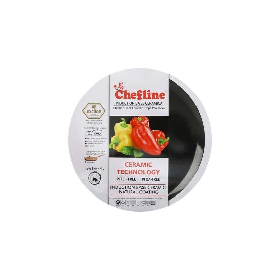 Picture of Chefline DJ26 Induction Base Ceramic Natural Coating Crepe Pan, 26 cm, Black