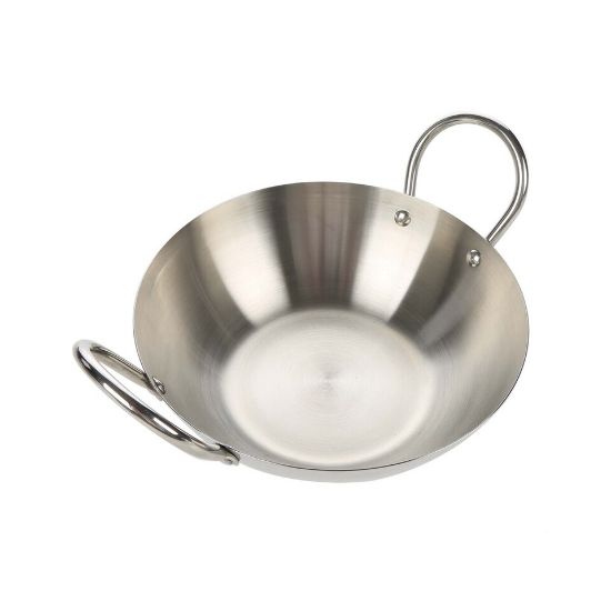 Picture of Chefline Kadai with Handles, 22 cm, Stainless Steel, 16G