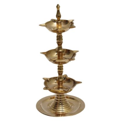 Picture of Silver Line Brass PanchMahal Diya Lamp Engraved 3 in 1