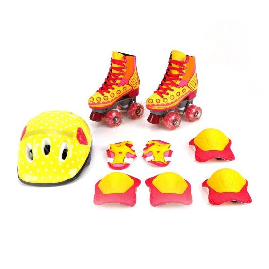 Picture of Sports Inc Skate Shoe 4Wheel LED Light + Helmet+ Elbow + knee support Set HJF019 Kids Size 30 Small