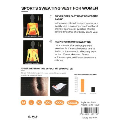 Picture of Sports Inc Sleeveless Sport Sweating Vest for Women, Black, 2149