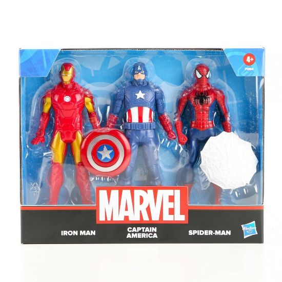 Picture of Marvel Action Figure Toy 3-Pack, 6-inch Figures, Iron Man, Spider-Man, Captain America, F13945L