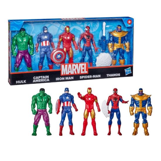 Picture of Marvel Action Figure 5-Pack, 6-inch Figures, Iron Man, Spider-Man, Captain America, Hulk, Thanos