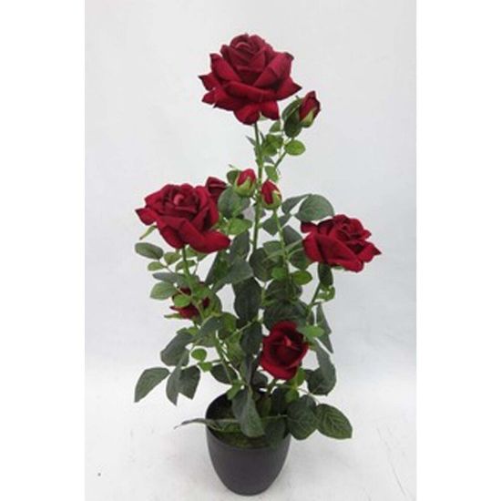 Picture of Maple Leaf Artificial Rose Plant With Pot 70cm 0150 Assorted