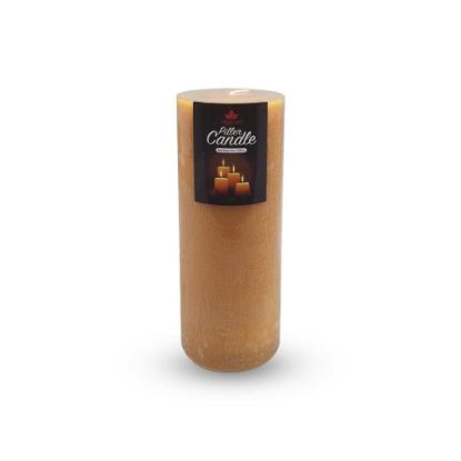 Picture of Maple Leaf Pillar Candle P801 3x8inch Gold