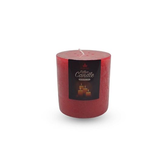 Picture of Maple Leaf Pillar Candle P301 3x3inch Red