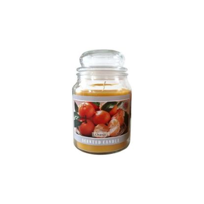 Picture of Maple Leaf Scented Glass Jar Candle with Lid MGP1016 600gm Orange