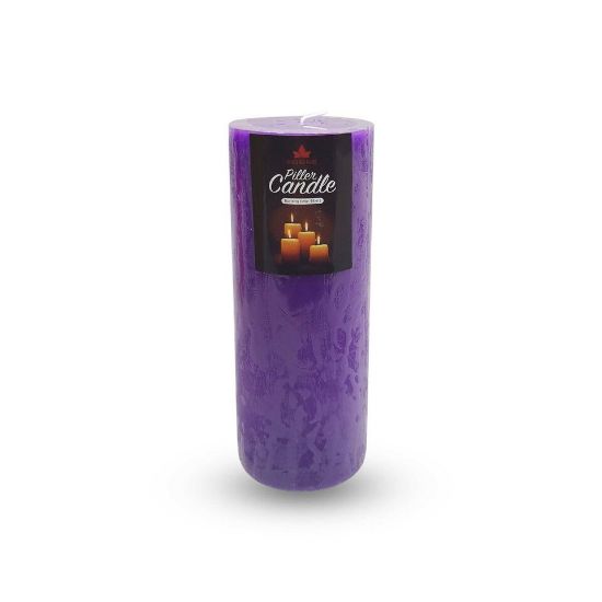 Picture of Maple Leaf Pillar Candle P801 3x8inch Violet